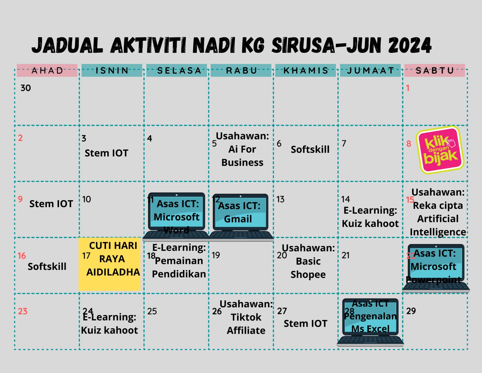 Jadual aktiviti Jun 24