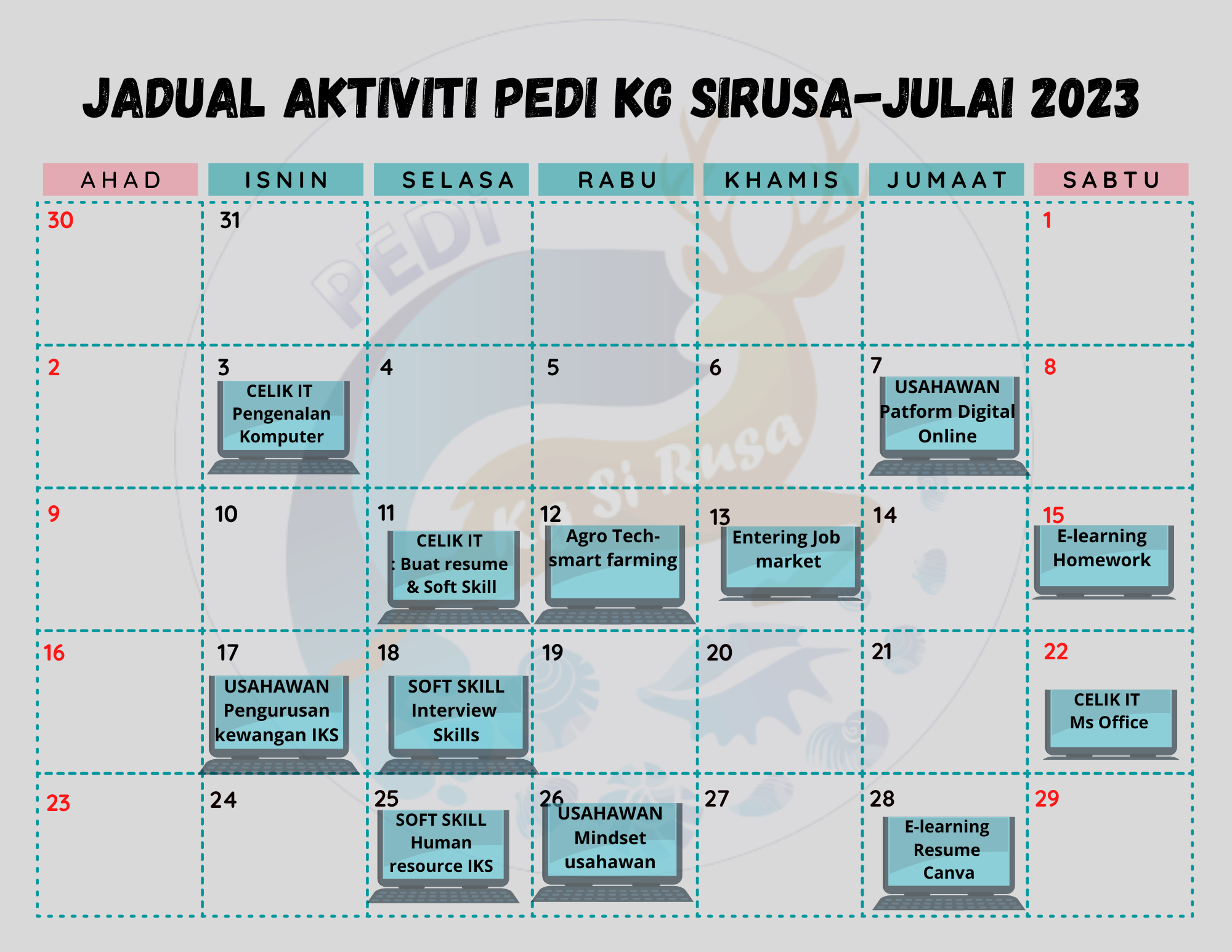 Monthly Calendar July 23