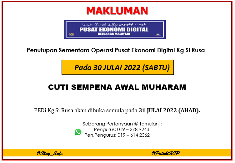 Tutup PEDi Awal Muharram 2022