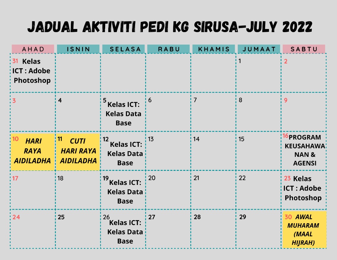 jadual julai 22