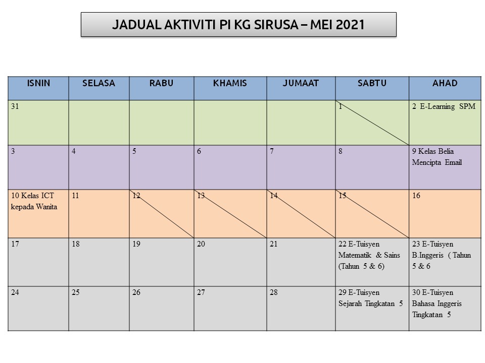 jadual jun mei 21